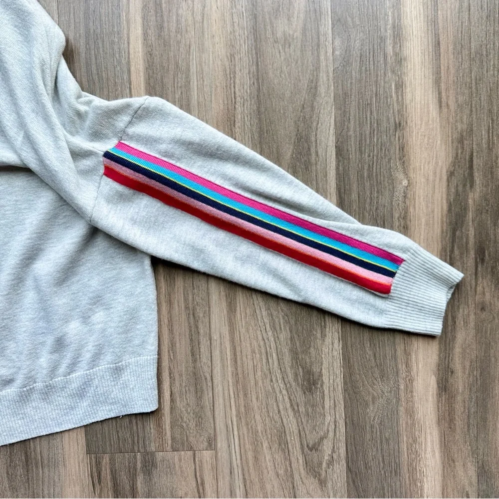 Love‎ by Gap Stripe Lurex Turtleneck Sweater Merino Blend Gray M